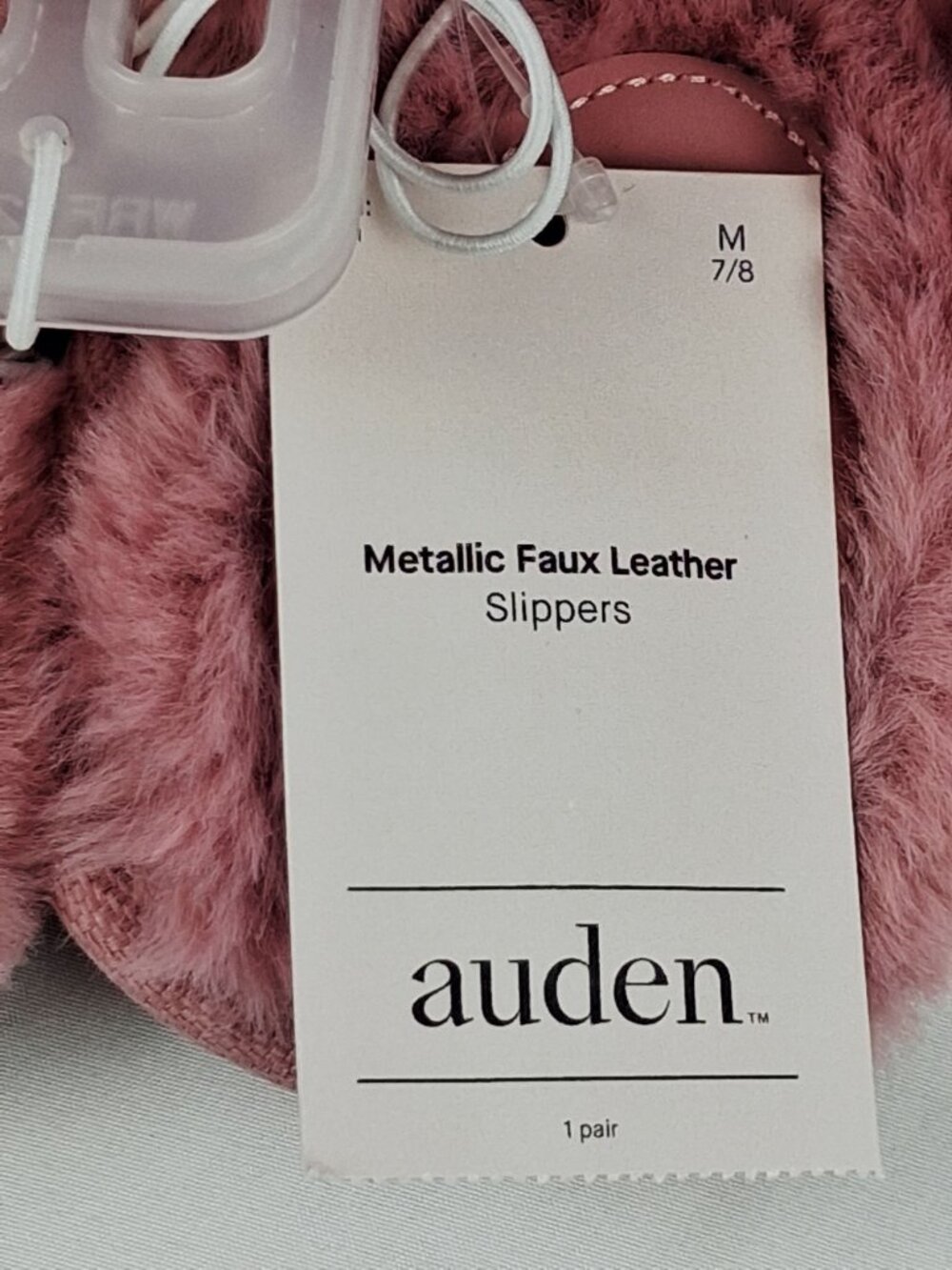 Metallic Faux Leather Slippers With Plush Lining Pink Size M (7/8) By Auden - Picture 8 of 11